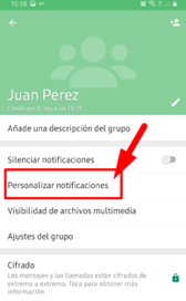 Personalizar notificaciones WhatsApp